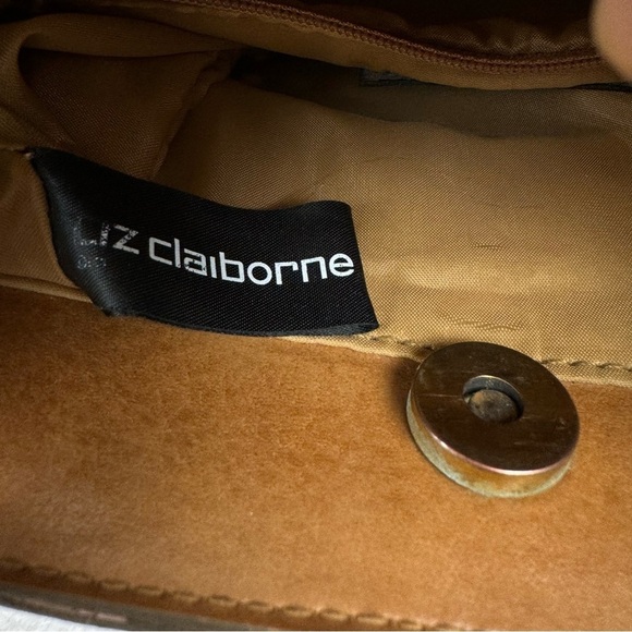 Vtg Liz Claiborne Square Bucket Shoulder Bag Brown Braided Vegan Coastal Preppy - Picture 9 of 14